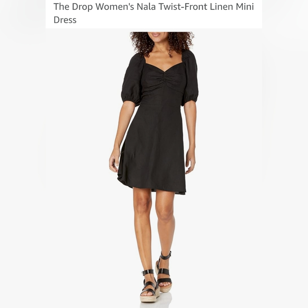 Women's Black Linen Mini Dress By The Drop